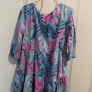 Floral Kids Dress - Blue and Pink